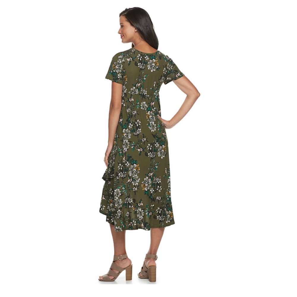 Aglow Green Floral Print Dress size L